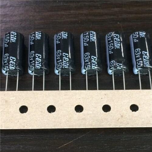 5pcs/50pcs 150uF 63V Elite PS Series 10x20mm 63V150uF High Quality Aluminum Electrolytic capacitor