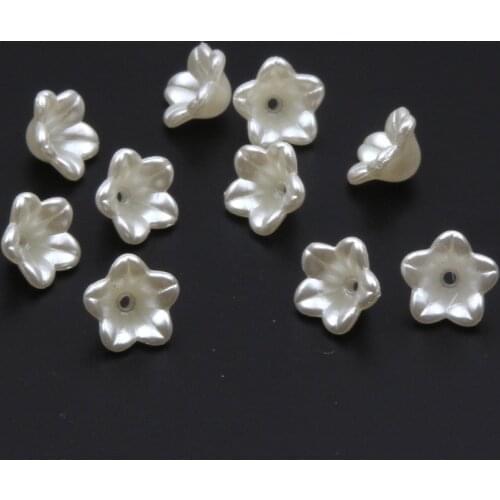 50pcs Beige Flower Shape Acrylic Beads Imitation Pearl Beads Loose Spacer Beads for Jewelry Making DIY Earrings Accessories