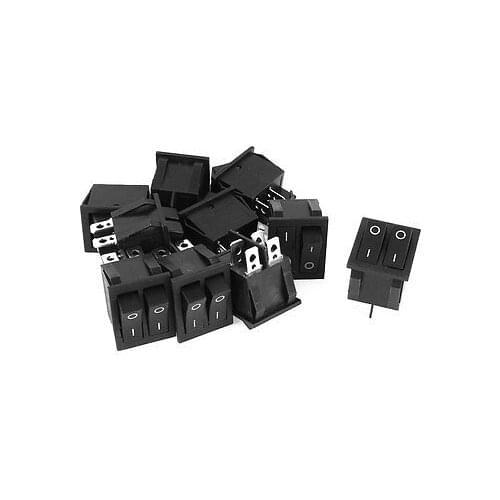 AC 250V 15A 125V 20A 4Pin Dual SPST ON/OFF 2-Position Rocker Switch Black 10 Pcs KCD8-212N