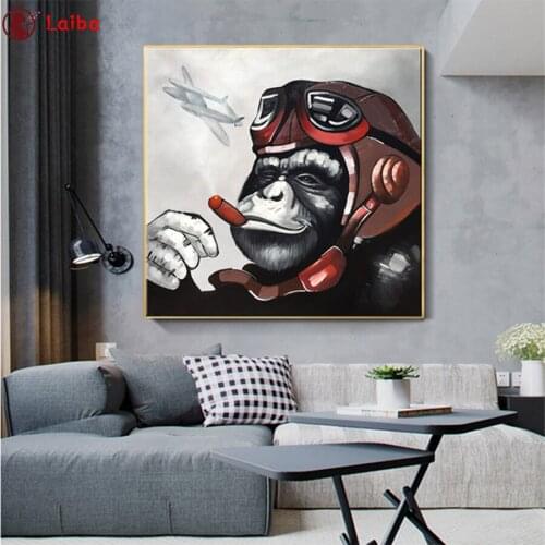 Diamond embroidery Abstract Art Monkey Gorilla Smoking Animal full square drill diy Rhinestone painting cross stitch diamond