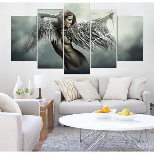 Angel wings body sensual for wall Art Canvas HD Print Picture Painting Home Decor Anime Fantasy Wing Sexy Girl nude poster Frame