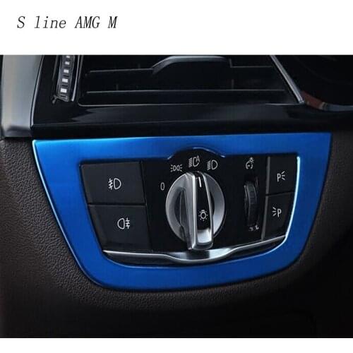 Car styling headlight adjustment button cover trim decoration stainless steel sticker For BMW 5 series 528li 530li G30 g38 2018