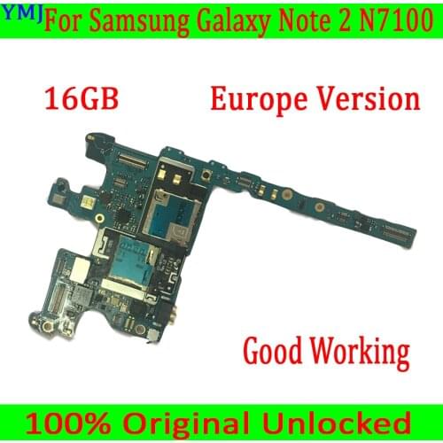Free Shipping for Samsung Galaxy Note 2 N7100 Motherboard,16GB for Note 2 N7100 Mainboard with Full Chips,100% Original unlocked