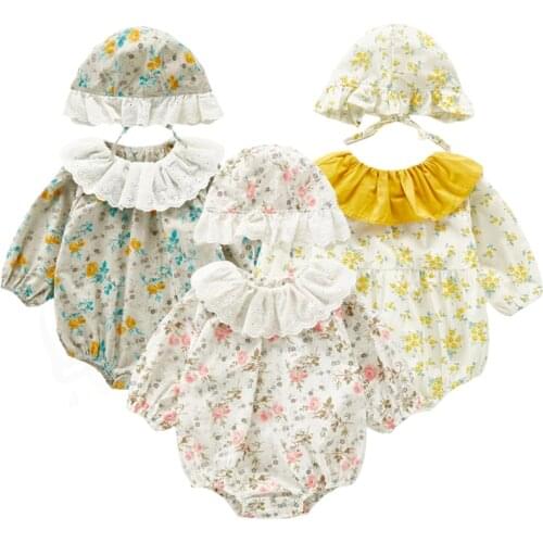 Baby Girls Clothes Baby Jumpsuit 2020 Autumn Twins Clothes New Baby Girls Clothes Floral Baby Bodysuit Ruffle Lace Decoration