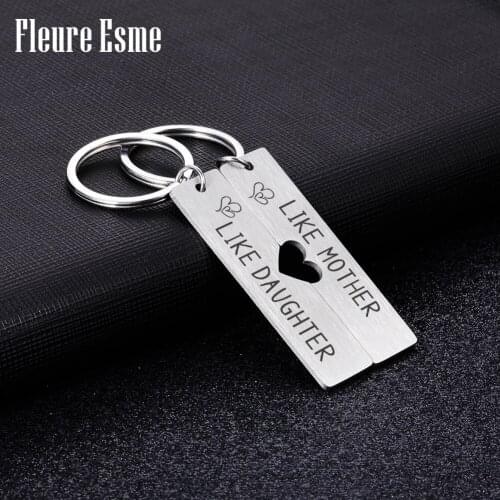 KeyChains Engraved Like Mother like Daughter Keychain Gift To My Mother Daughter Sister Keyring Key Chain Charm Pendant Jewelry