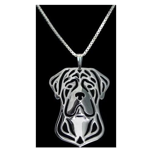 Cane Corso (natural ears)- Gold and silver pendant and necklace dog jewelry Simple abstract animal