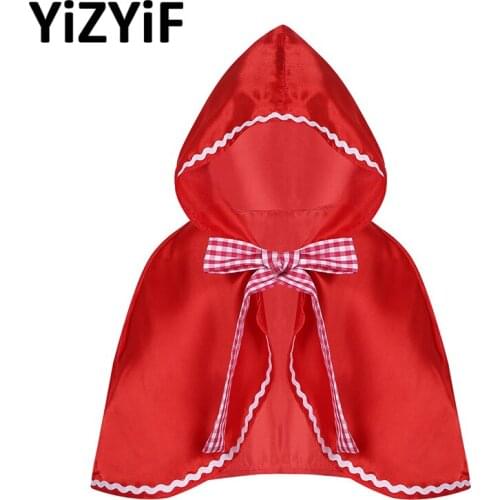 Kids Girls Hooded Cloak Cape for Halloween Cosplay Party Costume Dress Up Children Cloak Shawl Movie Cosplay Costume Accessories