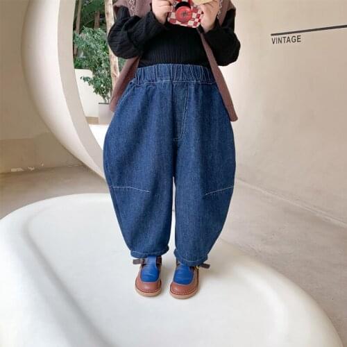 Kids Jeans Toddler Boy Harem Pants Baby Girl Street Show Casual Loose Trousers New Autumn Children Fashion Hip Pot Denim Pants