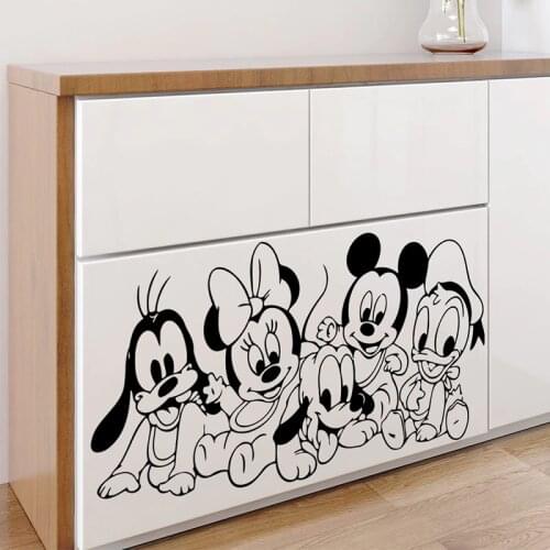 Disney Mickey Minnie Mouse Donald Duck Wall Stickers For Nursery Kids Room Bedroom accessories Decor Vinyl Mural Wall Decals
