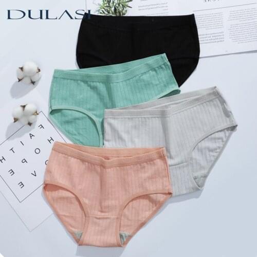 Breathable Cotton Panties For Women Simple Solid Color Underwear Colorful Mid Waist Lingerie Top Briefs Recommend M-XL New