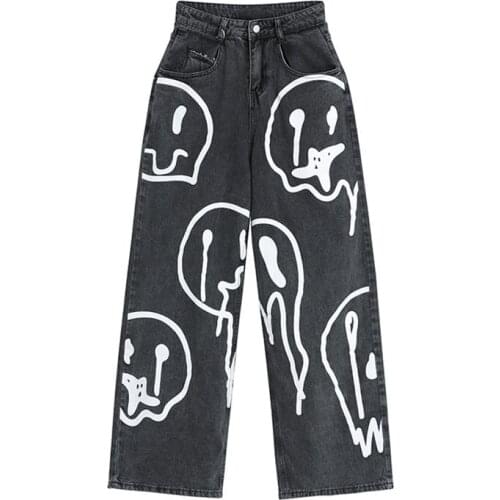 2021 New Spring Fashion Ins Street Hip-hop Printing Wash Jeans