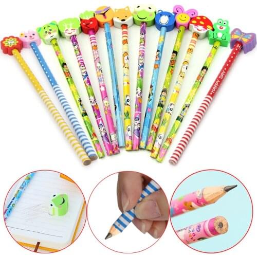 Brand New and High Quality 1-10X Cartoon Eraser Pencil School Party Bag Filler Kid Stocking Toy Prize Gift