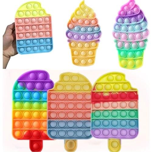 Ice Cream Fidget Antistress Toys Push Bubble Sensory Toy Rainbow Relief Adults Children Sensory Squishy Antistress Relief
