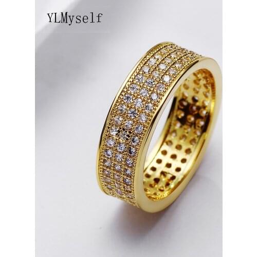 Classric Circle Ring Gold-Color AAA Cubic zirconia Elegant Copper Jewelry Female Jewellery Womens Accessories