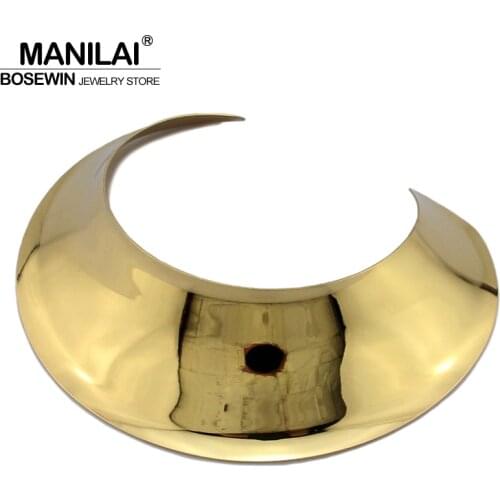 MANILAI Big Collar Choker Necklace Women New Fashion Wide Alloy Torques Geometric Statement Necklaces Maxi Jewelry CE4346