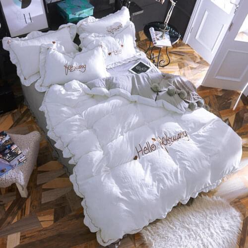 Sweet Comforter Bedding Set Bed Linen Duvet Cover Family King Queen Size Bedding Sets Washed Cotton Bed Cover Set