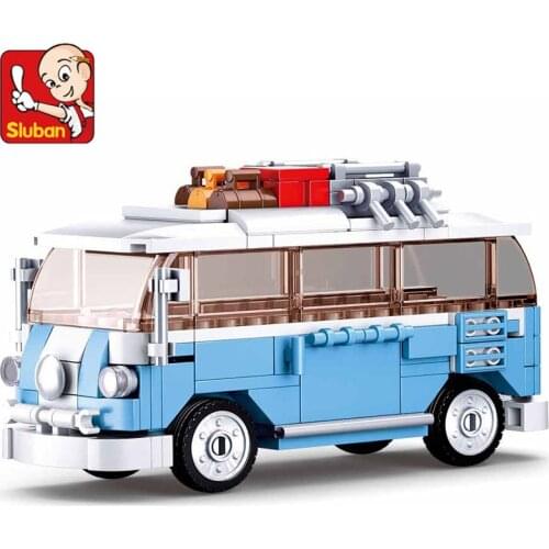 City Van Minibus Bus Camper Car Model Building Blocks Sets Friends DIY Bricks Figures Educational Toys for Children