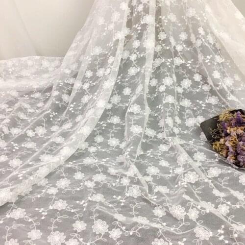 1Yard Blue White Wedding Dress Lace Fabric Sewing French Embroidery Lace Fabrics For Lace Accessories Bridal dress Clothes Craft
