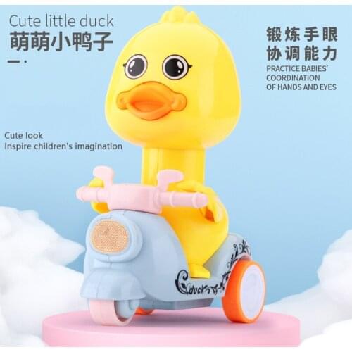 Push Type Shaking Head Small Yellow Duck Pull Back Inertia Motorcycle For Childrens Birthday Festival Surprise Gift