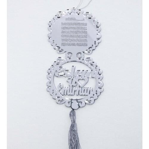 Meşgalem İsme Special Car Rearview Mirror Ornament Gold Prayerful