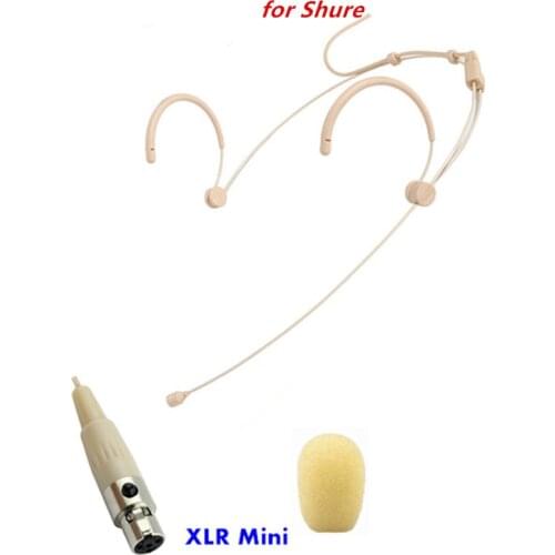 Comfortable Headset Condenser Microphone Host Beige Microfone Show for Shure Wireless Transmitter XLR Mini 4pin Mikrofon