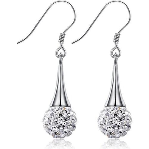 Hight Quality Fashion Jewelry 2016 New Design Shambhala 925 Sterling Silver Drop Earrings for Women Girls Christmas Gift