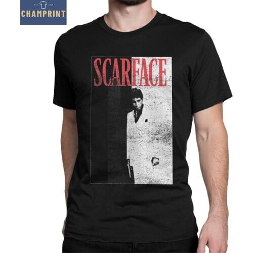 Scarface Two Toned Movie Poster T-Shirts for Men Hipster Cotton Tee Shirt Round Neck Short Sleeve T Shirt Gift Idea Clothes