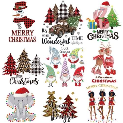 Beautiful Christmas Gift Thermal Sticker On T-shirt DIY Washable Iron On Transfer For Clothing Funny Design On Kid Clothes Patch