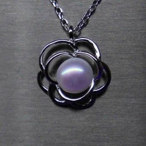 Sterling Silver Pendant Rearl Pearl Necklace 5mm Beads Lovely GIFT