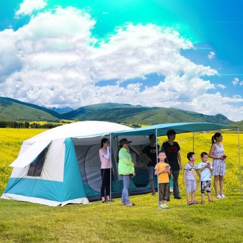 6-8 Person Use One Hall Two Bedroom Double Layers Ultralarge Rainproof Multifunction Camping Tent Large Gazebo Sunshelter Carpas