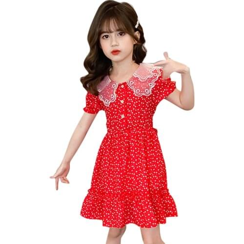Dress For Girls Heart Pattern Girls Dress Kids 2021 New Children Party Dress Summer Childrens Clothing 6 8 10 12 14