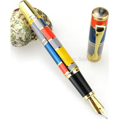 Hero 767 Creative Fountain Pen With Golden Trim Colored Ink Pen Iridium Medium Nib Great For Business Office Gift Pens