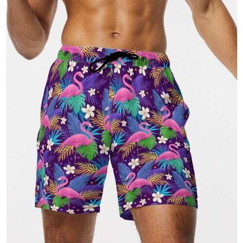 2021 Summer Men Board Shorts 3D Weeds Birds Fashion Mens Bermuda Beach Shorts 90s Boys Purple Trousers Plus Size 6XL Quick Dry