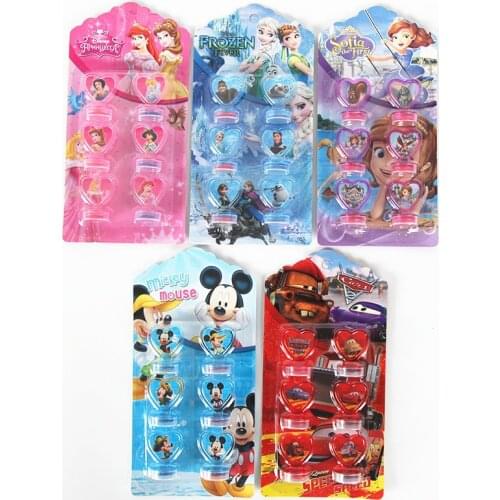 6pcs/set Disney Frozen Cars Princes Sofia Mickey Mouse Seal Stamper Kids DIY Diary Painting Scrapbooking Decoration Party Gift