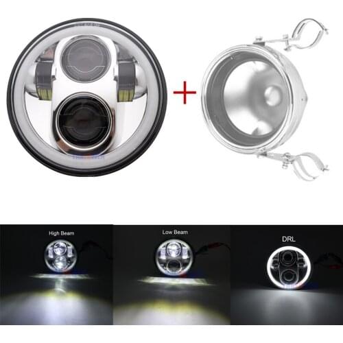 5.75 inch Motorcycle Led Headlights 5 3/4" Headlamp With Angel Eye for Sportster 883 XL883 FXCW/C, FXS, FXSB