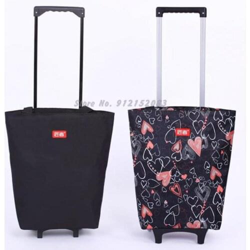 Shopping Cart Household Artifact Hand Pull Trailer Folding Baggage Portable Trolley Lightweight Grocery Small Trolley