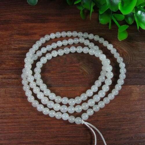 Hetian Yu bai yu lanyard jade pendant rope and Tianyu hanging chain Ms. Jade Jade Pearl 6mm send certificate
