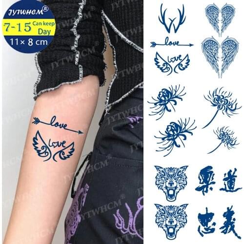 Waterproof Small Temporary Tattoo Stickers Flower Rose Flash Tattoos Snake Realistic Angle Body Art Arm Fake Sleeve Tattoo Women