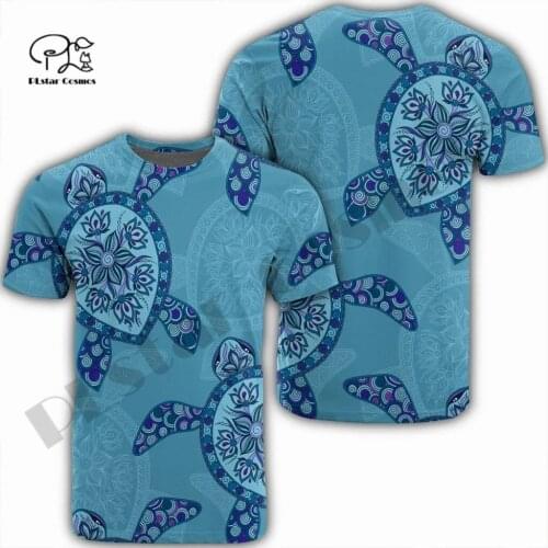 PLstar Cosmos 3DPrint Funny Tribal Tattoo Turtle Polynesian Unique Funny Man/Woman Harajuku Streetwear T-Shirt Short Sleeve Q-1