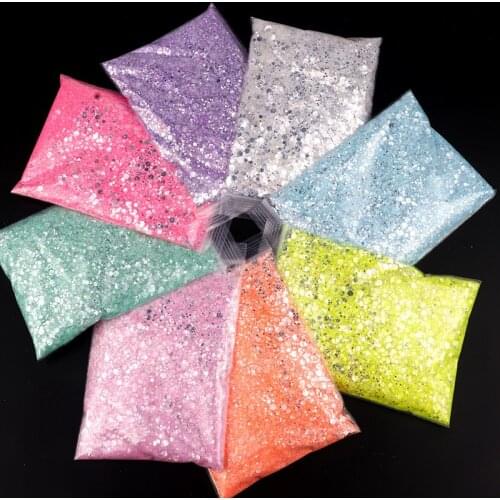 50g Mirror Holographic Nail Art Glitter Sequins Blend Flake Flash 3D Hexagon Sequin Spangles Gel Polish Nail Decoration