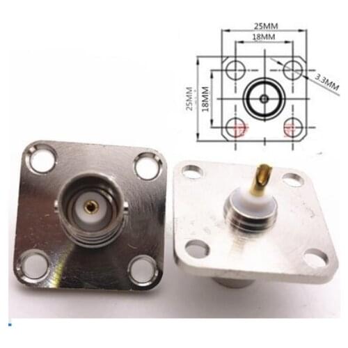 1pcs BNC Female Jack With 4 Holes Flange Panel 25*25 Chassis Mount Coaxial Solder Connector adapters