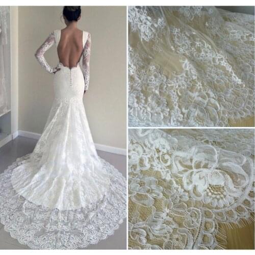 3 Meters New Embroidery Guipure Eyelash Lace Fabric French Traditional Cord Wedding Lace Fabric Table Cloth DIY Crafts