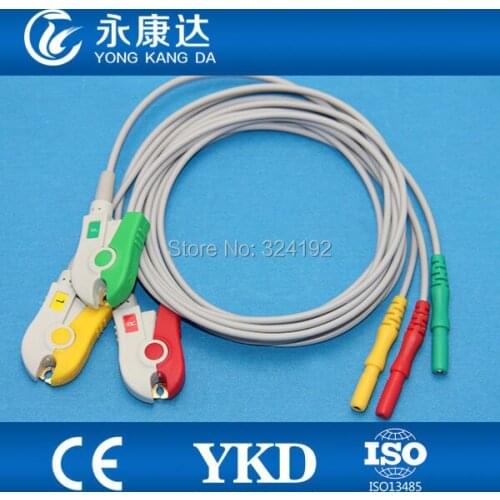 3pcs/pack Biosys ECG DIN Snap Trunk Cable for patient monitor with 3ld patient cable ,IEC Clip