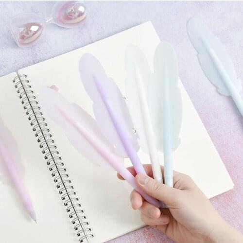 48 pcs/lot Creative Feather Gel Pen Cute 0.5 mm black Ink Signature Pens Promotional Gift Stationery School Supplies