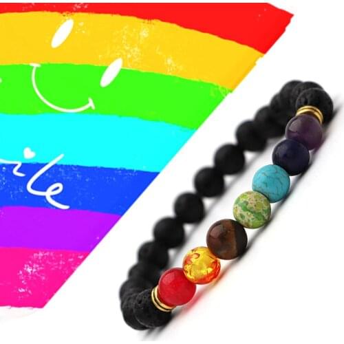 7 color rainbow Natural stone beads bracelet men jewelry pulseras for women bijoux femme mujer homme jewelry bijoux bileklik