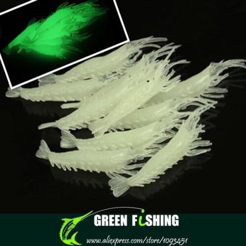 Free shipping 200pcs soft fishing lure shrimp bait fishing lure soft shrimp bait luminous glow prawn lure
