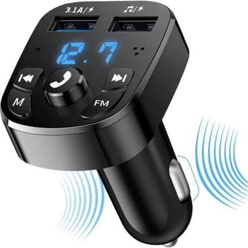 Wireless FM Transmitter Car Player Quick Car Charger Kit With QC3.0 Dual USB Voltmeter And AUX MP3 Player