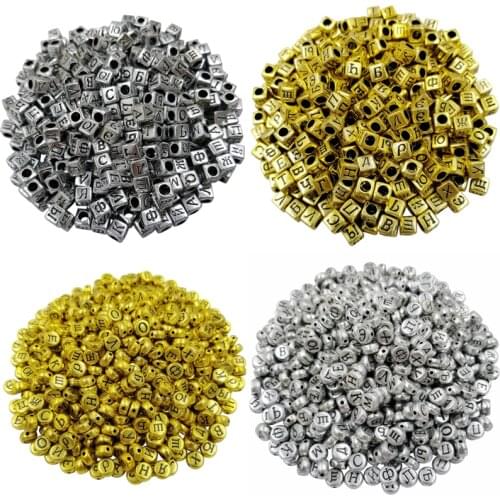 100PCS/lot Russian Letter Beads Necklace Bracelet DIY Making Square Loose Block Flat Bead Jewelry Accessories 6mm/7mm Spacer