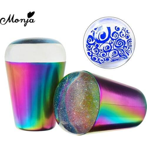 Monja Colorful Handle Nail Art Jelly Silicone Stamper With Cap DIY Image Transfer Stamping Plate Manicure Tool Kit