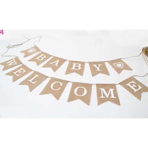Baby Shower Decorations for Boy or Girl Rustic Welcome Baby Banner in Burlap